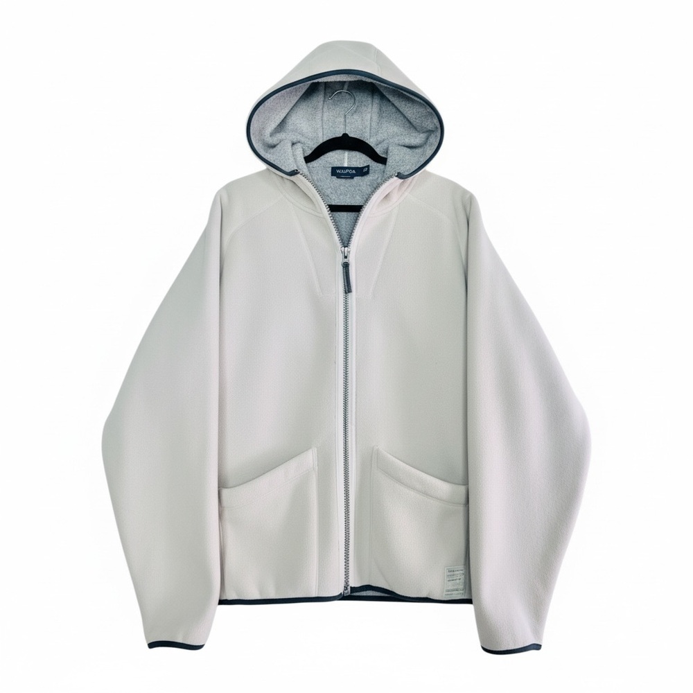 Nautica light gray fleece men’s hooded zip up jacket gray Sherpa lined sz XL